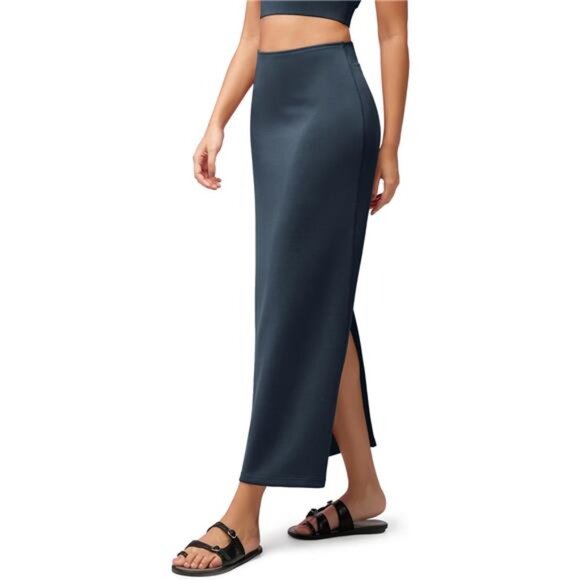 Soft Maxi Skirt, Casual Long Pencil Skirts Dark Blue - Picture 1 of 5